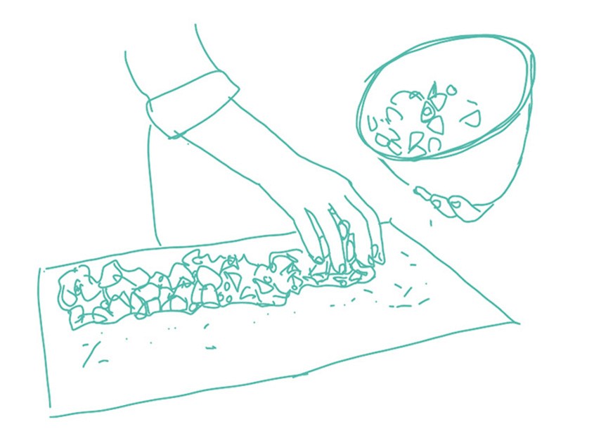 Apfelstrudel backen. Illustration: Mirja Schellbach 