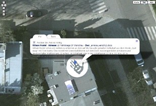 Solche Hilfestellungen bei der Verortung der Apps sind äußerst selten &ndash; hier sieht man das Warschauer Wilson Hostel mit einem Motiv des Balls Wilson aus dem Kinofilm Cast Away mit Tom Hanks.